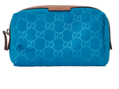 Gucci Wash Bag, &pound;180, Accessories, Blue/Tan, Nylon, Front view